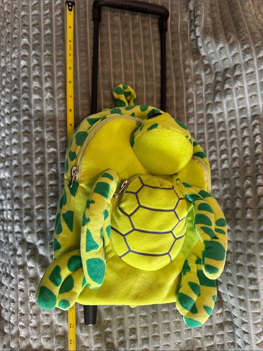 Fiesta brand Plush Turtle Backpack/in Bright Yellow & Green